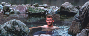 man in hot springs near boulder city nevada - Gold Strike Springs