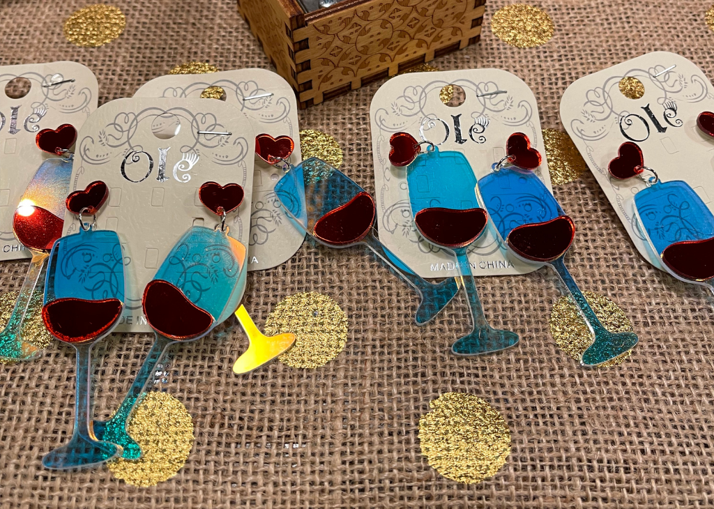 Holiday shopping for the gals three pair of wine glass earrings