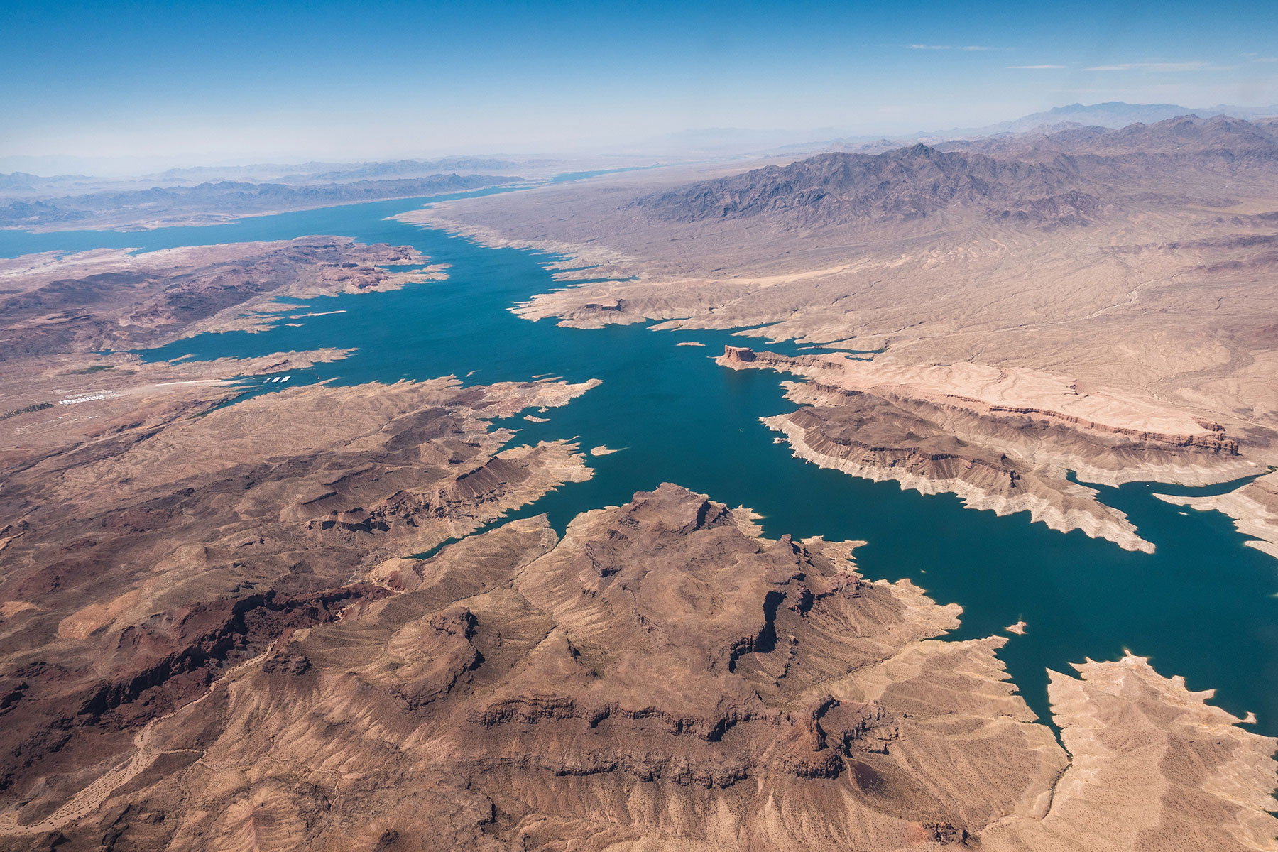 aerial vide of Colorado river and lake mead