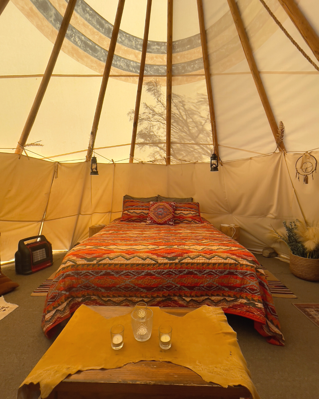 A view from inside a Teepee at Sandy Valley Ranch