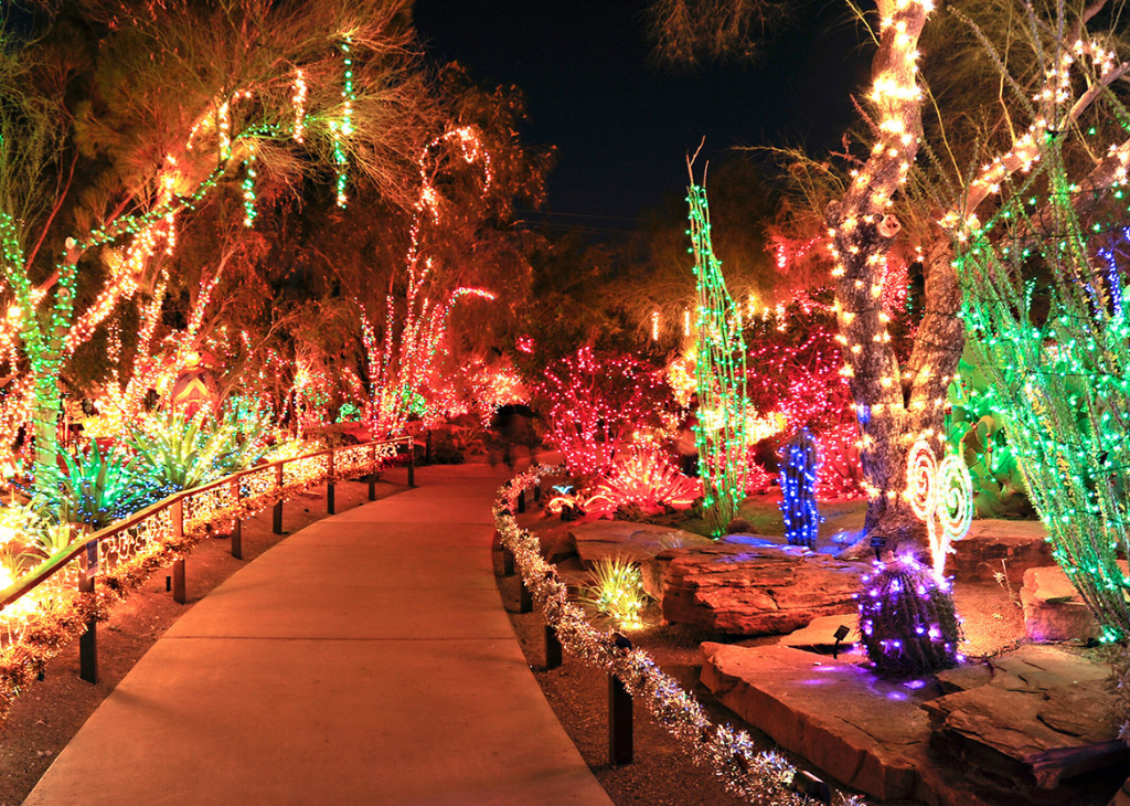 An empty pathway through the Ethel M Cactus garden in Henderson NV