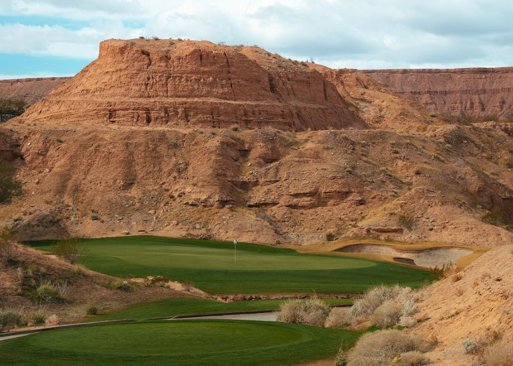 Conestoga Golf Club. View of greens surrounded by Red Rock formations