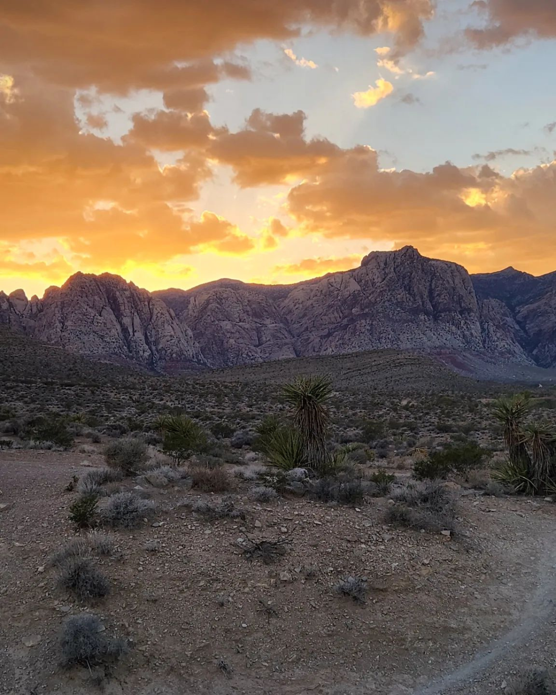 A cloudy orange and yellow sunset view from cottonwood station restaurant