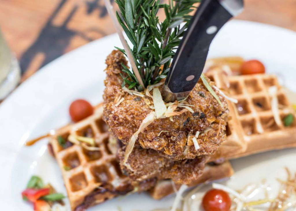 Hash House a Go Go is know for its large sized chicken and waffles pictured here and perfect for after hiking grub.