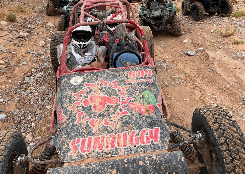 A sun buggy dirty after racing through the desert.