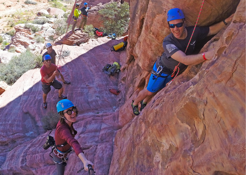 Travel Nevada Photo: A group of people climbing stopped to smile for this photo at Red Rock Canyon.