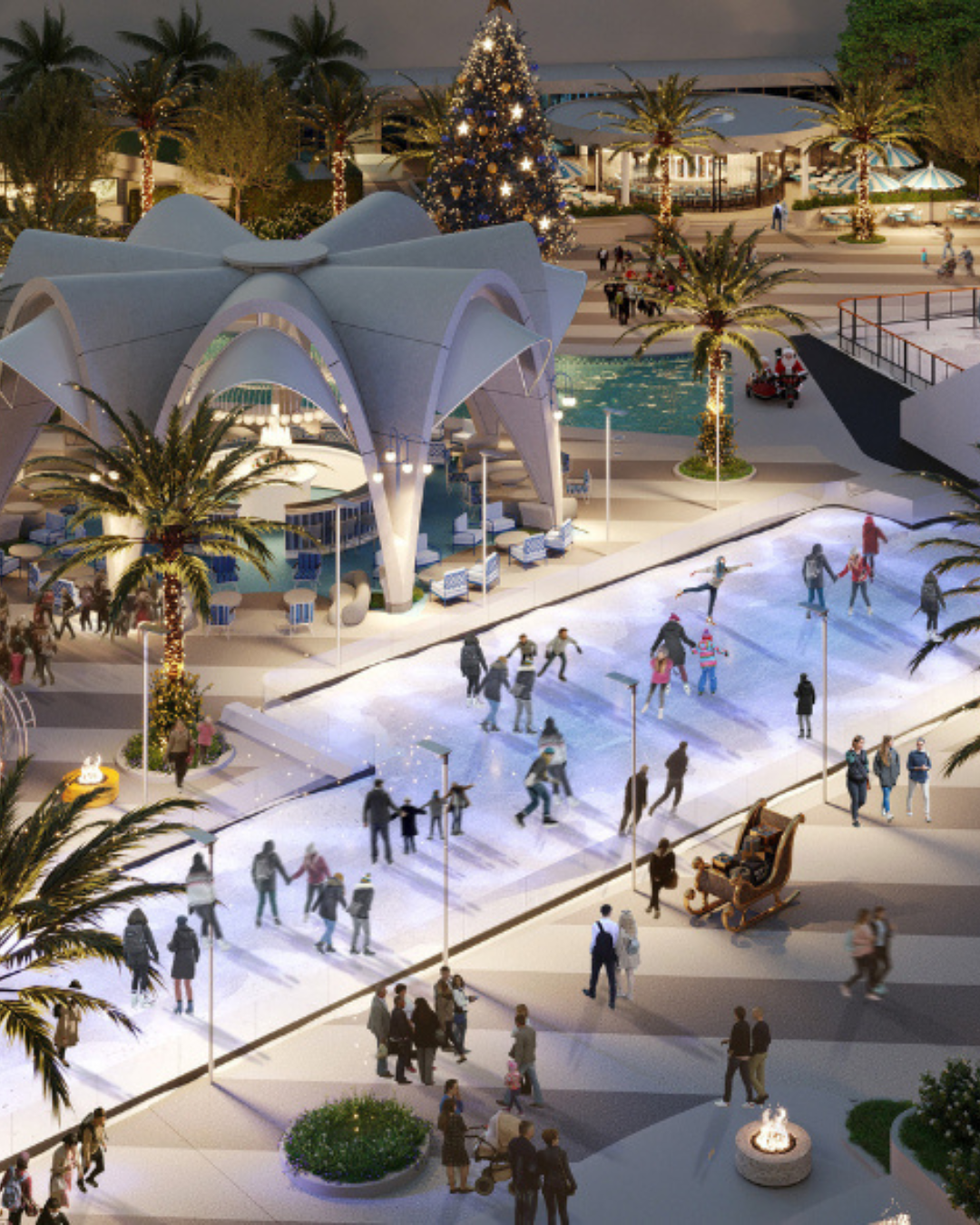 Ice skating rink surrounded by a resort in Las Vegas Territory