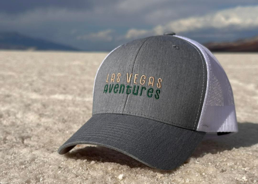 Las Vegas Aventures hat in sandy pebble rock. The guides cater to French speaking tourists.