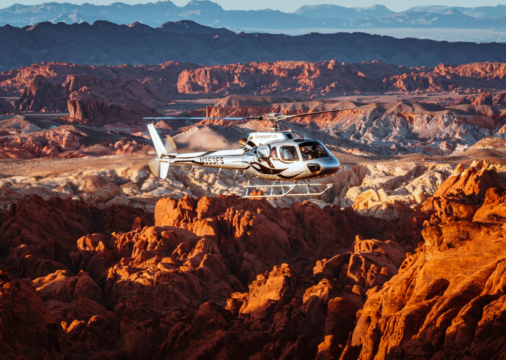 5 Star Helicopter Tours going over Valley of Fire State Park in Nevada.