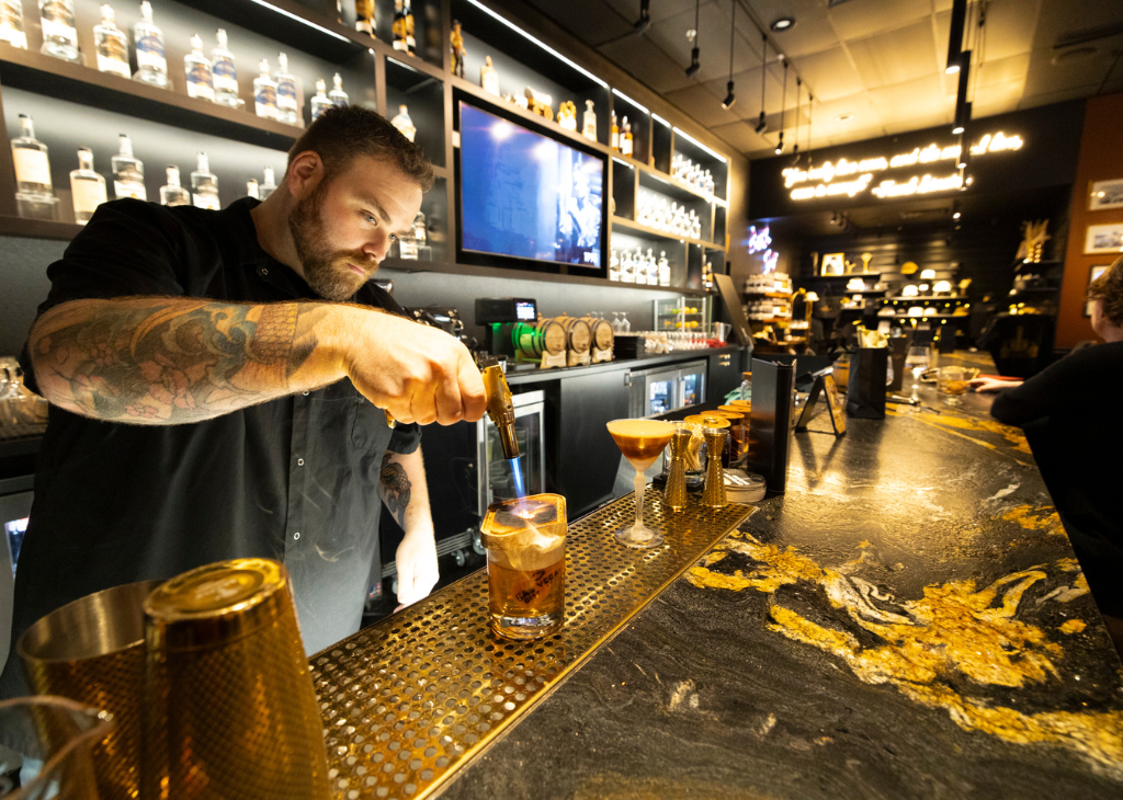 Craft cocktail pouring at Las Vegas Distillery in Henderson