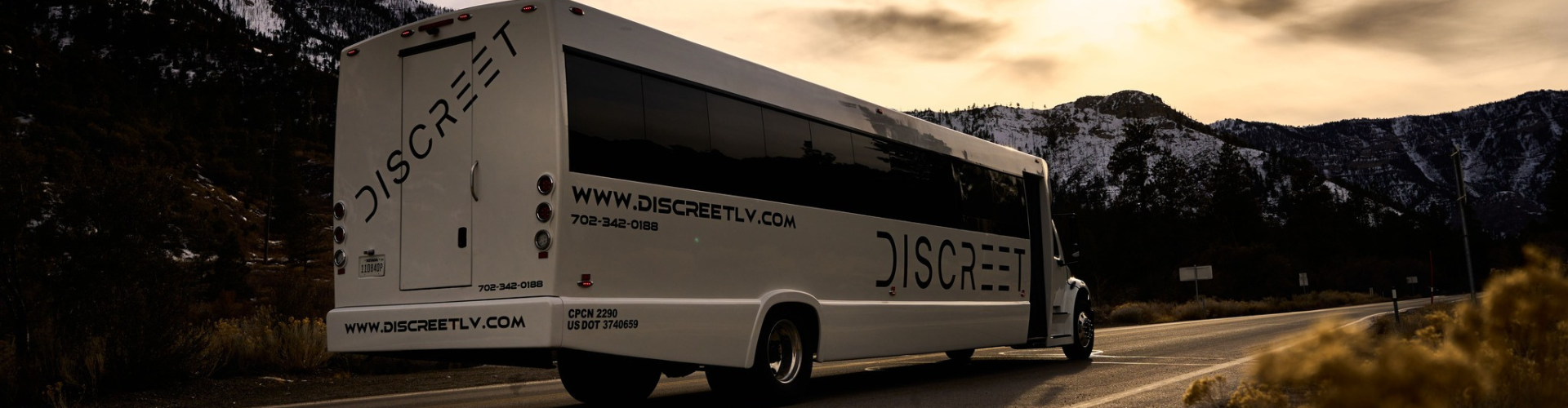 A Discreet Party Bus traveling outside of Las Vegas.